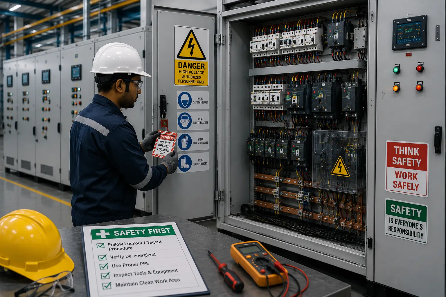Industrial electrical control panel safety and protection systems